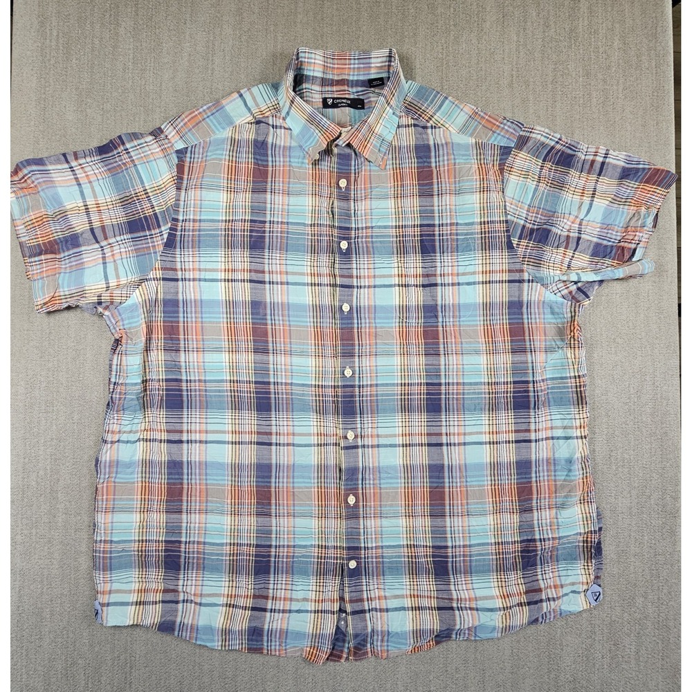 Cremieux Men's Blue Plaid Shirt Button Sown Short Sleeve Size 2XB